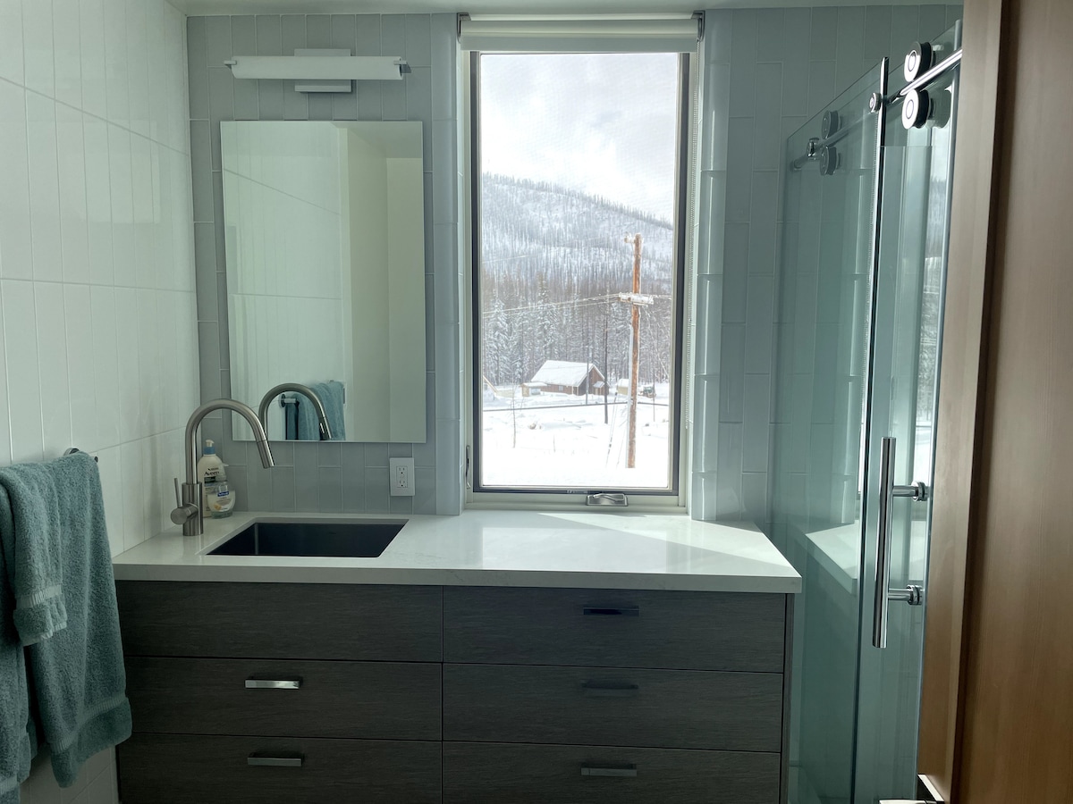 Spacious walk-in shower