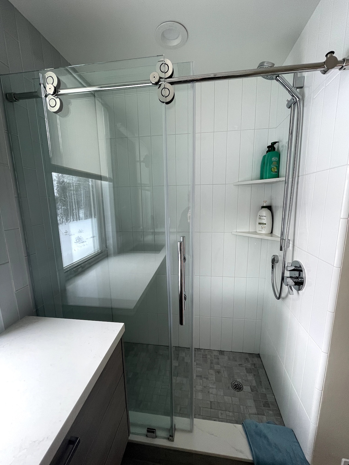 Spacious walk-in shower